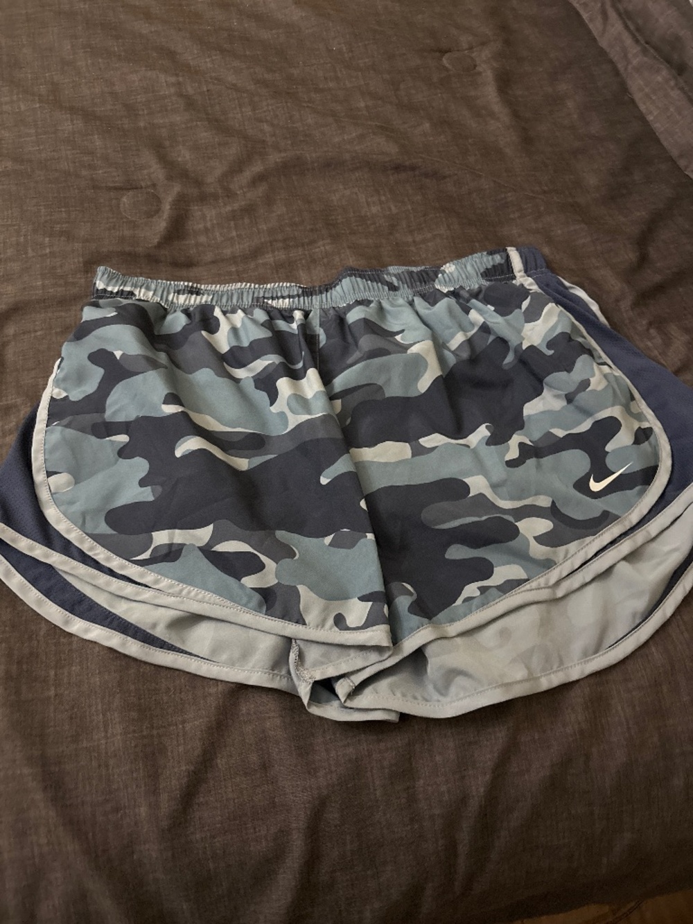 Nike women dri-fit blue camo shorts